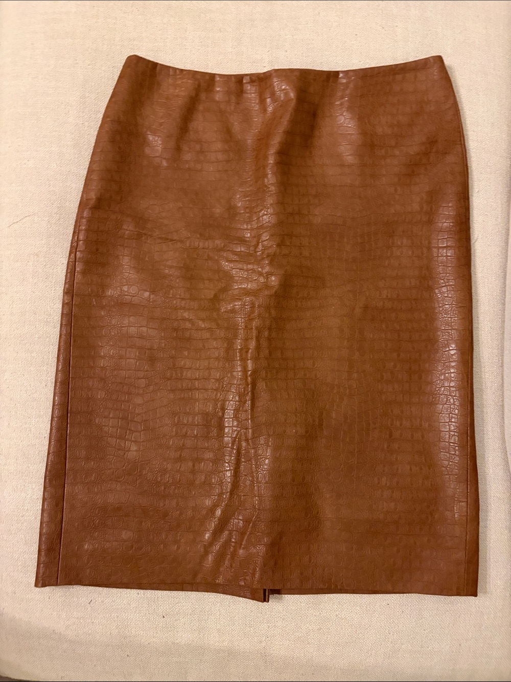 Anne Klein Camel Brown Faux Croc Pencil Skirt